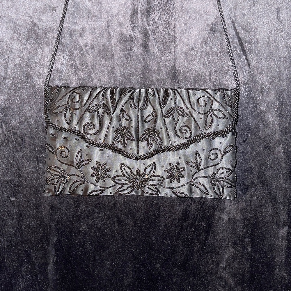 vintage style black beaded bag